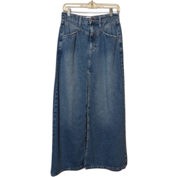 Free People We the Free Come as You Are Denim Maxi Skirt in Blue Sapphire Size 2 - Picture 7 of 13
